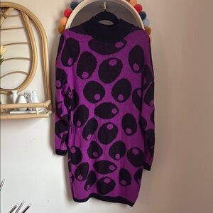 Vintage Esprit Sport Martini Olive Purple and Black Patterned Sweater Dress